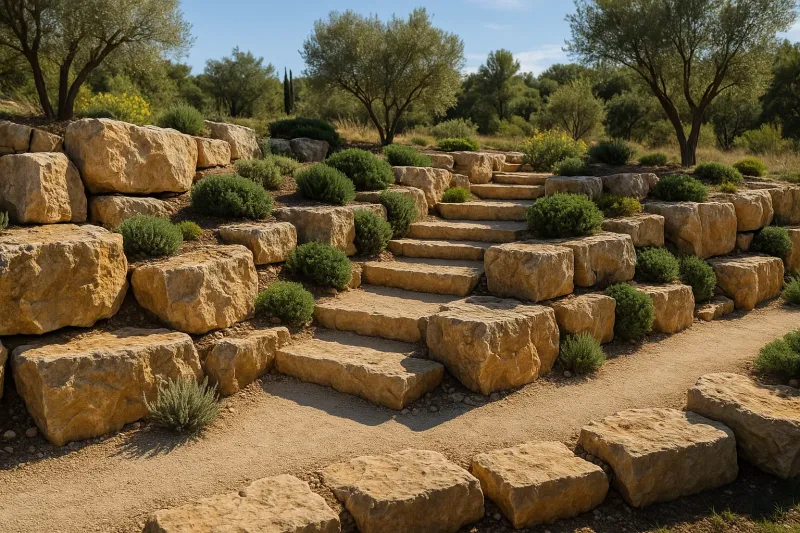 Pierre naturelle brute pour aménagements extérieurs durables et esthétiques adaptés au climat du Gard près de Nîmes